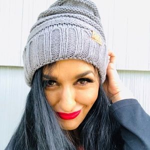 CC grey slouchy beanie